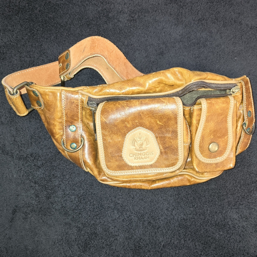 ⭐️RARE Chinggis Khaan Genuine Leather Fanny Pack
